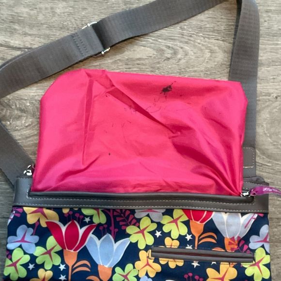 Lily Bloom Crossbody‎ Canvas Purse Multicolored Floral Pockets Adjustable Strap - Picture 4 of 6